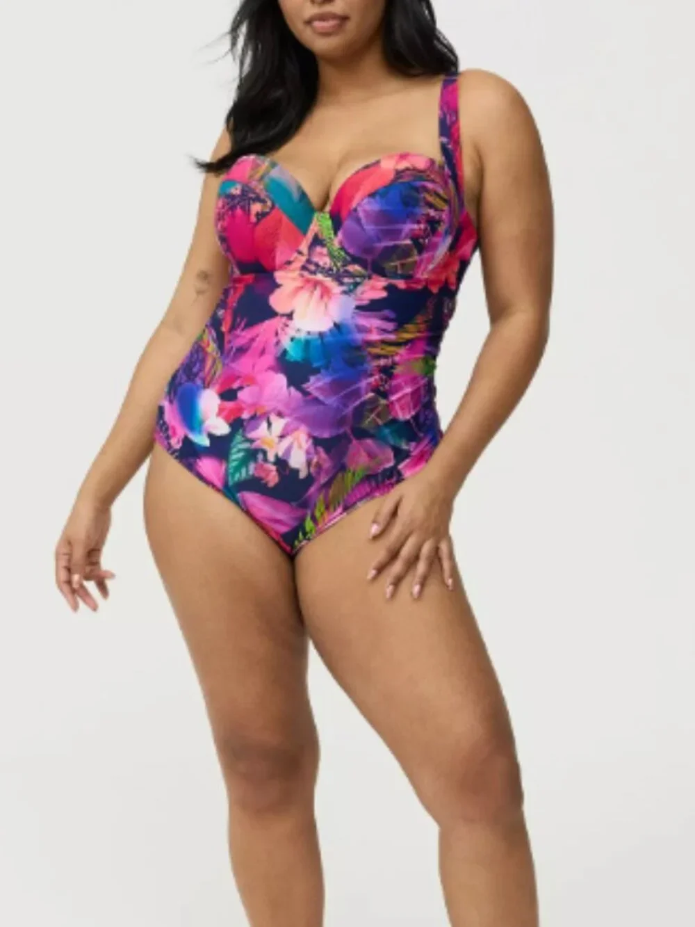 BRAND NEW NWT Pink Multicolor Tropical Floral Print Swimsuit 4X (26 - D/DD)